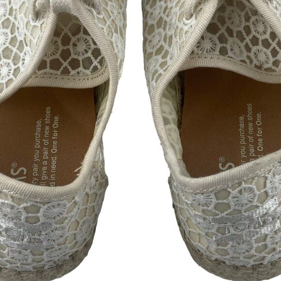 TOMS WOMENS Lena Natural Mosaic Mesh Crochet Jute Lace Up Espadrilles Shoes US 9 - Picture 12 of 14
